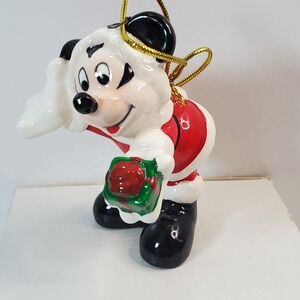 Vtg Schmid Disney Mickey Mouse Santa Figure Porcelain Christmas Tree Ornament